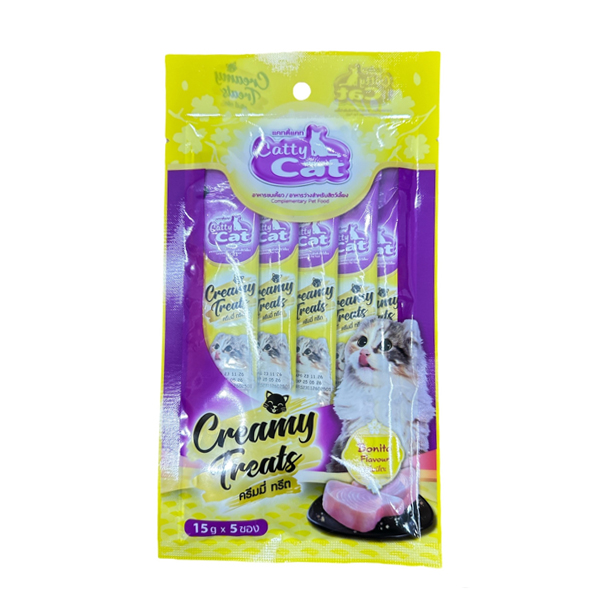 Catty Cat LF02 Creamy Treats รสโนบิโตะ 15 กรัม (1x5) เหลือง