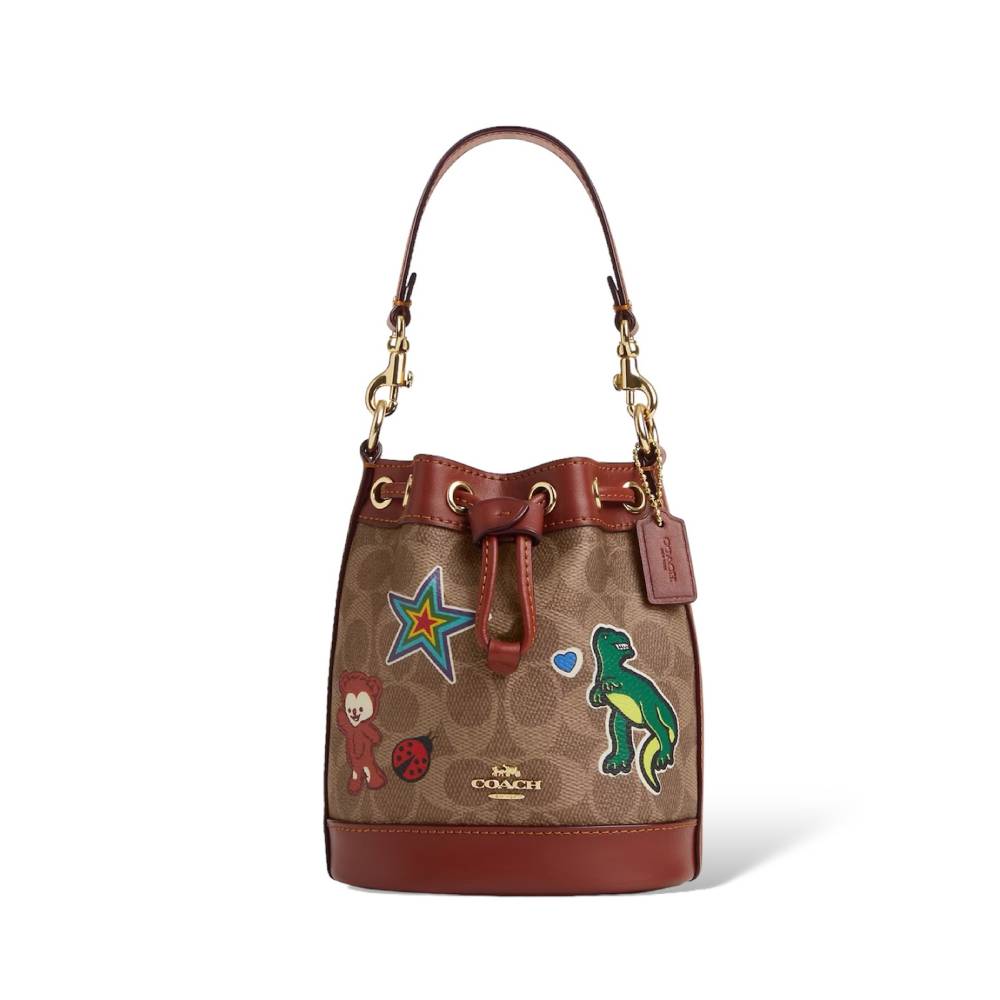 กระเป๋าสะพาย COACH CW300 MINI BUCKET BAG IN SIGNATURE CANVAS WITH STICKER PRINT (IMTAM)
