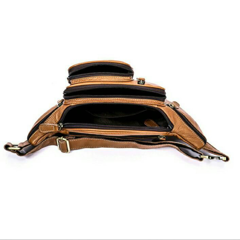 For You Leather LB28 กระเป๋าหนังคาดอก กระเป๋าหนังคาดเอว กระเป๋าหนังแม่ค้า หนังแท้ ช่องเยอะ LB28