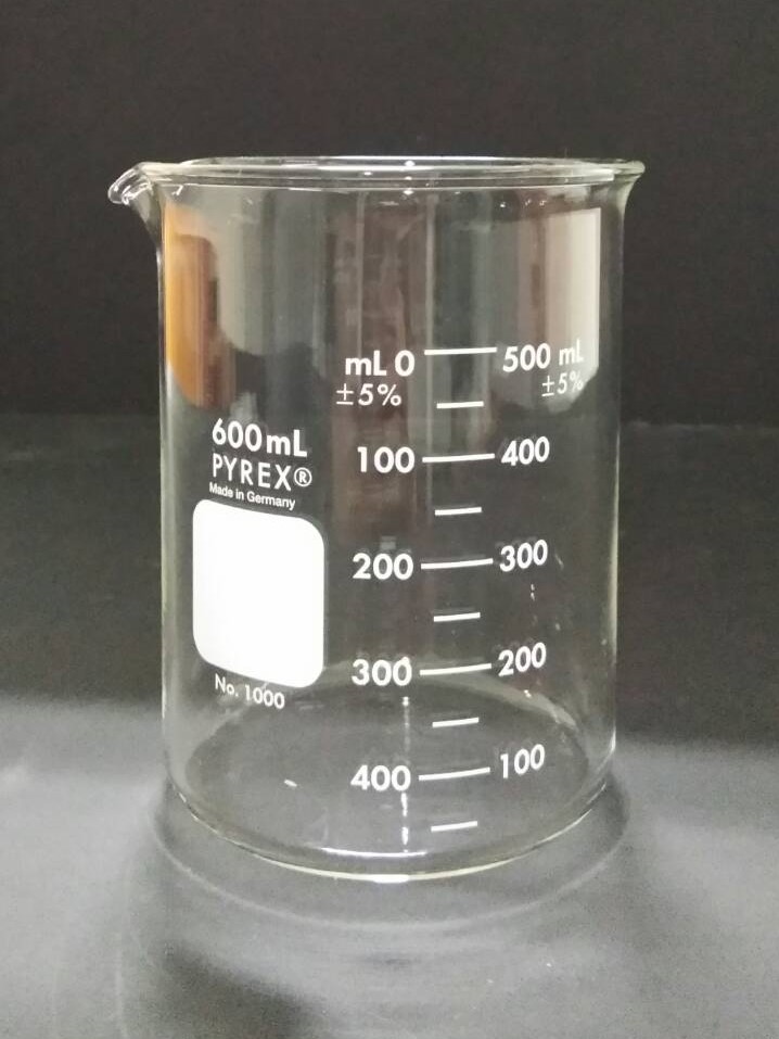 บีกเกอร์แก้วทรงเตี้ย 600 ml Beaker low-form "Pyrex"