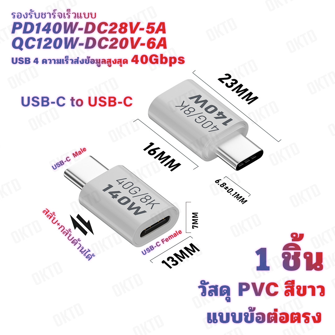 อะแดปเตอร์ USB-C PD3.1 140W 28V 5A USB4 40Gbps