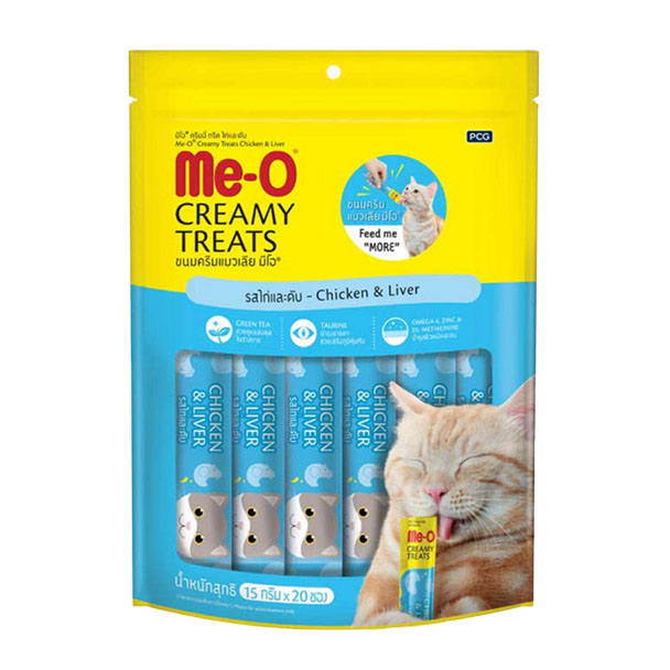 Me-o ครีมมี่ทรีต ไก่-ตับ 15 g. 20 ชิ้น