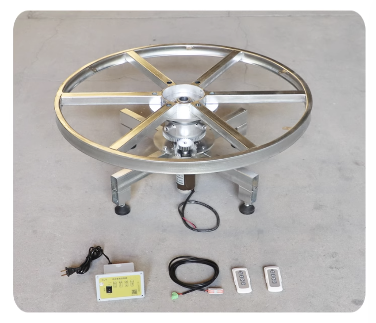 Turntable โครงเหล็ก ฐานหมุน แท่นหมุนโชว์สินค้า ขนาดใหญ่ 80-100 ซม สีเงิน รับน้ำหนัก 500 kg Electric Display Stand OT0033