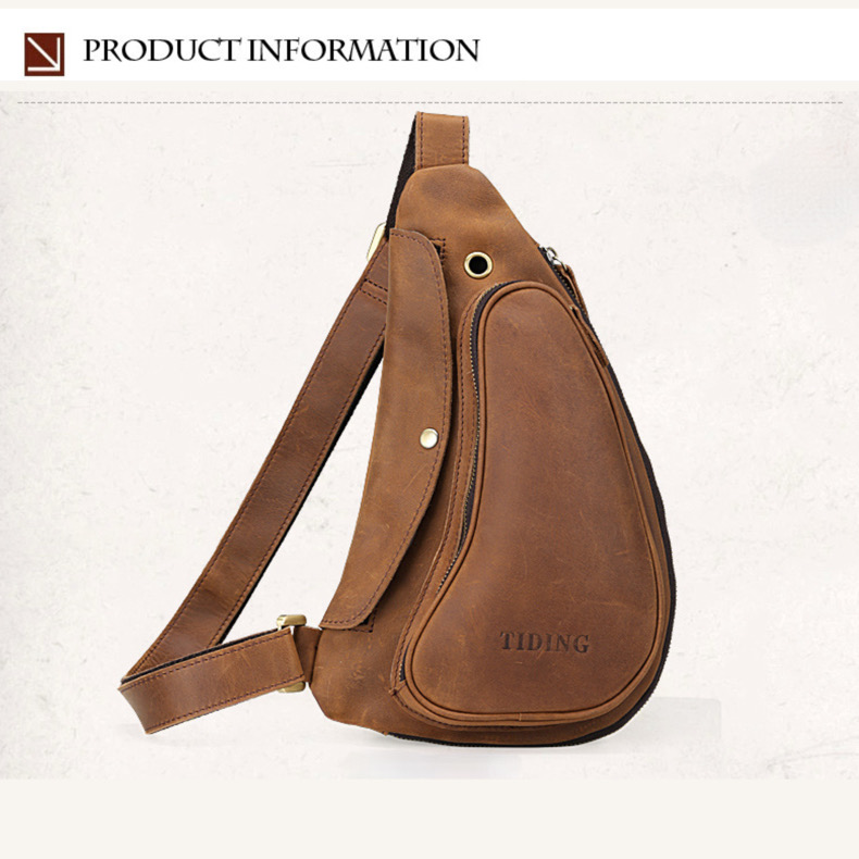 For You Leather LB48 กระเป๋าคาดอก กระเป๋าสะพายพาดลำตัว กระเป๋าผู้ชายหนังแท้ ทรงน้ำเต้า LB48