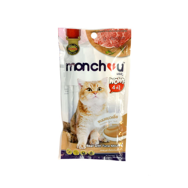 Monchou ขนมแมวเลีย #1 เนื้อวัวกับปลาทูน่า 75g