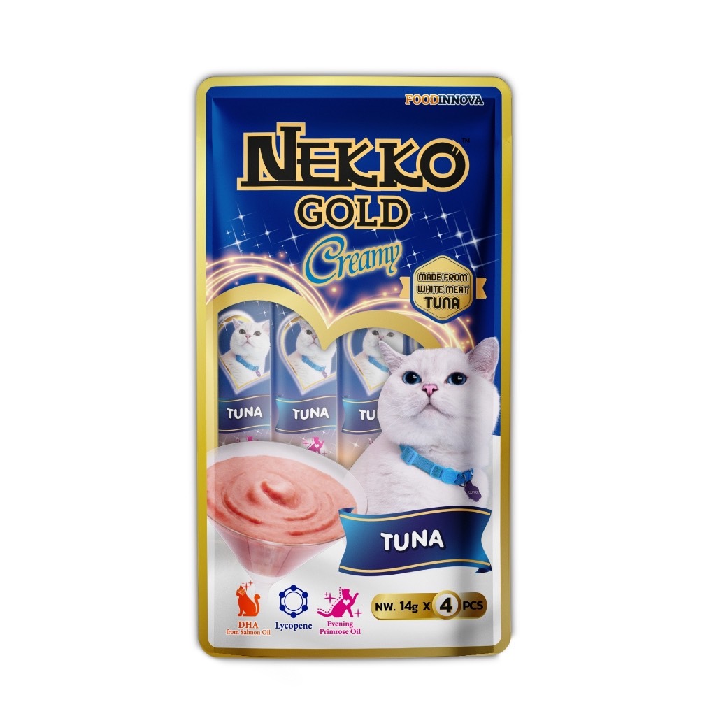 Nekko Gold แมวเลีย-ปลาทูน่า 4 ซอง น้ำเงิน