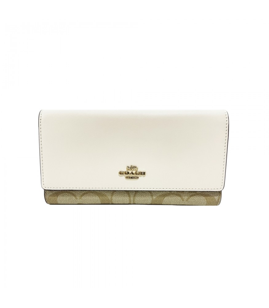 กระเป๋าสตางค์ COACH C5966 SLIM TRIFOLD WALLET IN SIGNATURE CANVAS (IMDQC)[C5966IMDQC-MA]