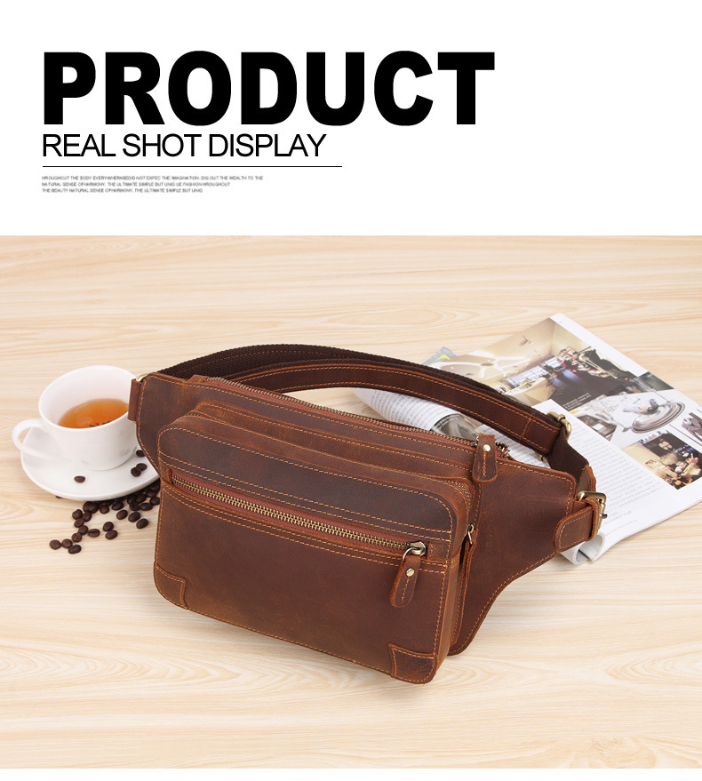 For You Leather LB45 กระเป๋าคาดอก คาดเอว ผู้ชาย หนังแท้ นูบัค ใบใหญ่ LB45