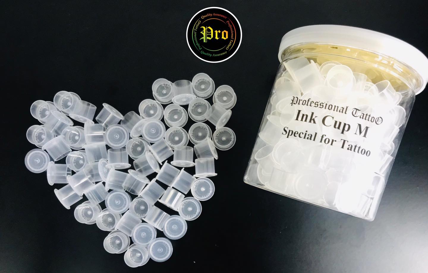 Professional Tattoo จุกใส่สี มีฐาน Ink Cups Tattoo แบบกระปุก 10 , 13 , 15 , 18 mm.