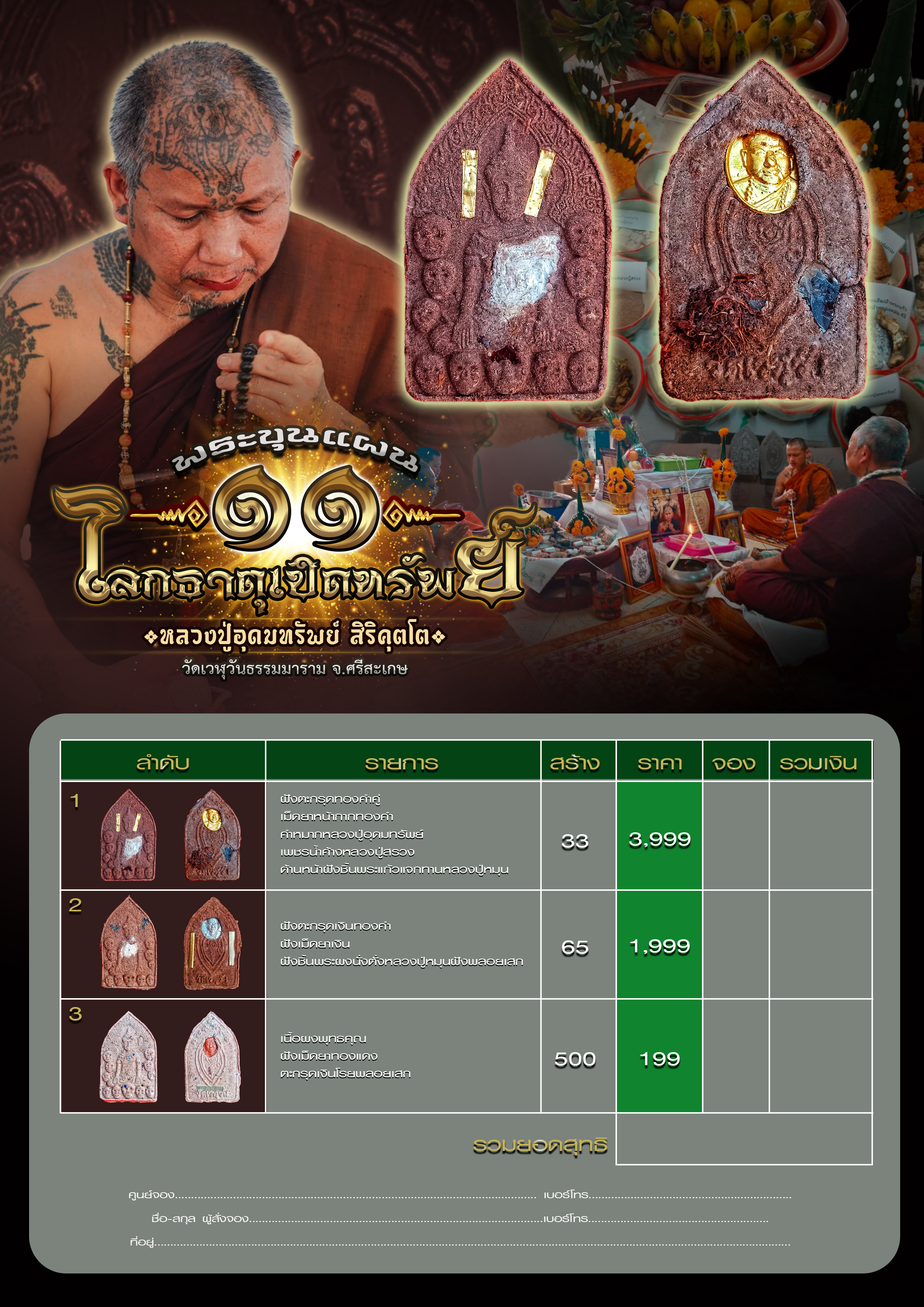 พระขุนแผน 11 โลกธาตุเปิดทรัพย์ หลวงปู่อุดมทรัพย์