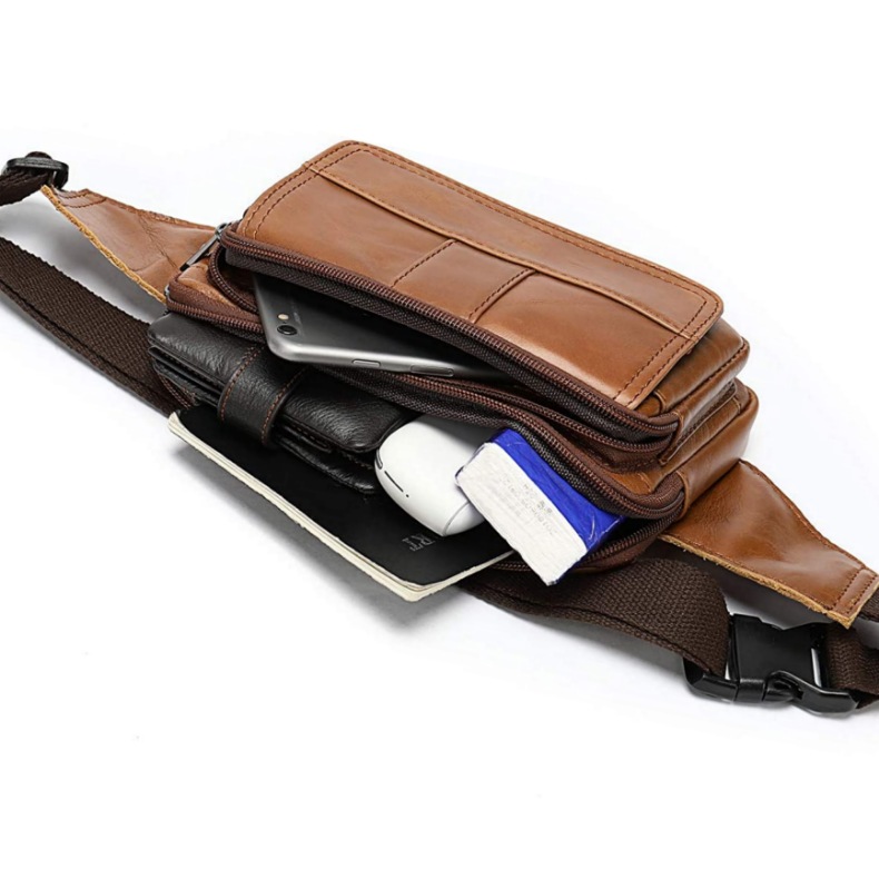 For You Leather LB35 กระเป๋าคาดเอว กระเป๋าคาดอก ผู้ชาย หนังแท้ ขนาดเล็ก กะทัดรัด LB35