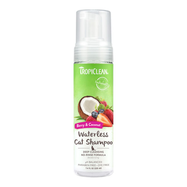 Pedex Tropiclean Waterless Cat Shampoo (Berry & Coconut) 220 Ml. โฟมอาบแห้ง