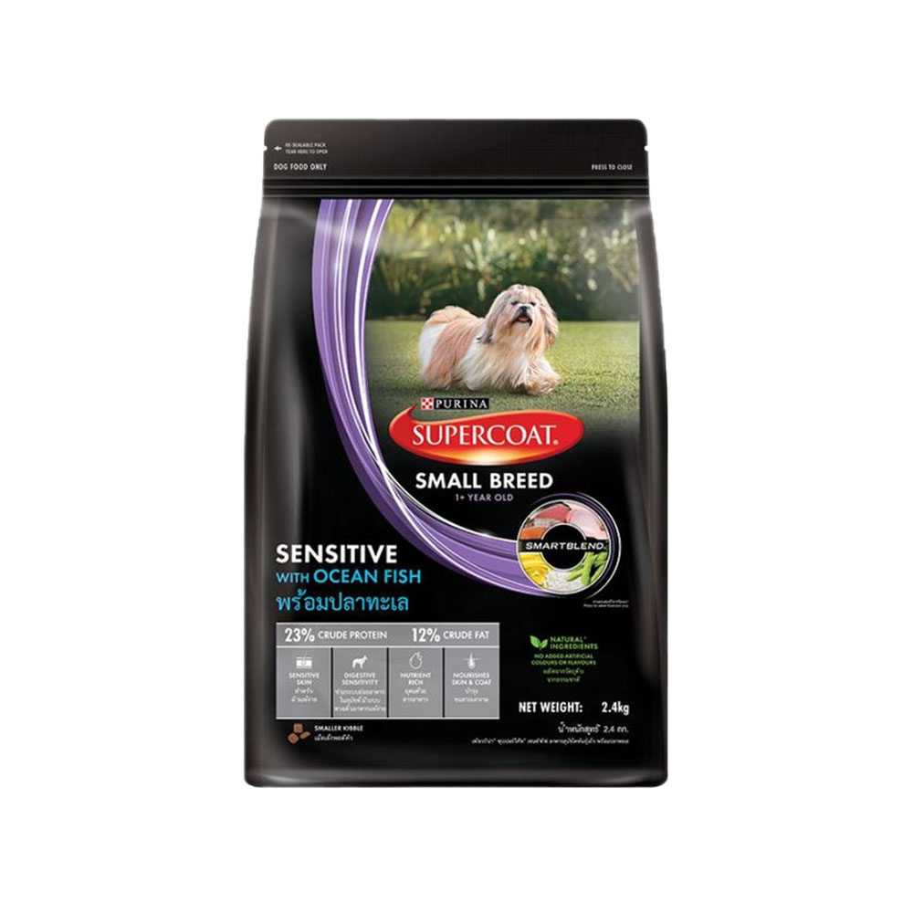 Purina SuperCoat โตสุนัขพันธุ์เล็ก Sensitive Skin (พร้อมปลาทะเล) 2.4 Kg.