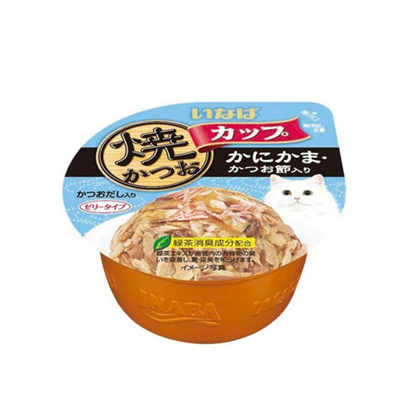 Inaba IMC-102 ทูน่าในน้ำเกรวี่หน้าปูอัดและปลาโอสไลซ์ 80 g.