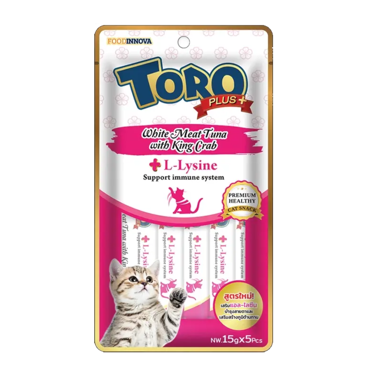 Toro+ TR10 แมวเลีย-ปลาทูน่าเนื้อขาวกับปูยักษ์ 5 ซอง