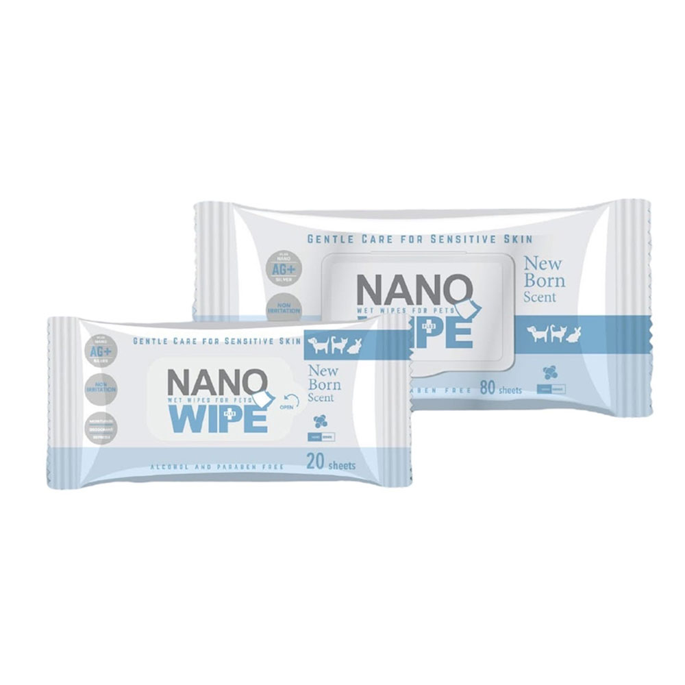 Nano Wipe ทิชชู่เปียกทำความสะอาดสัตว์เลี้ยงกลิ่น NewBorn