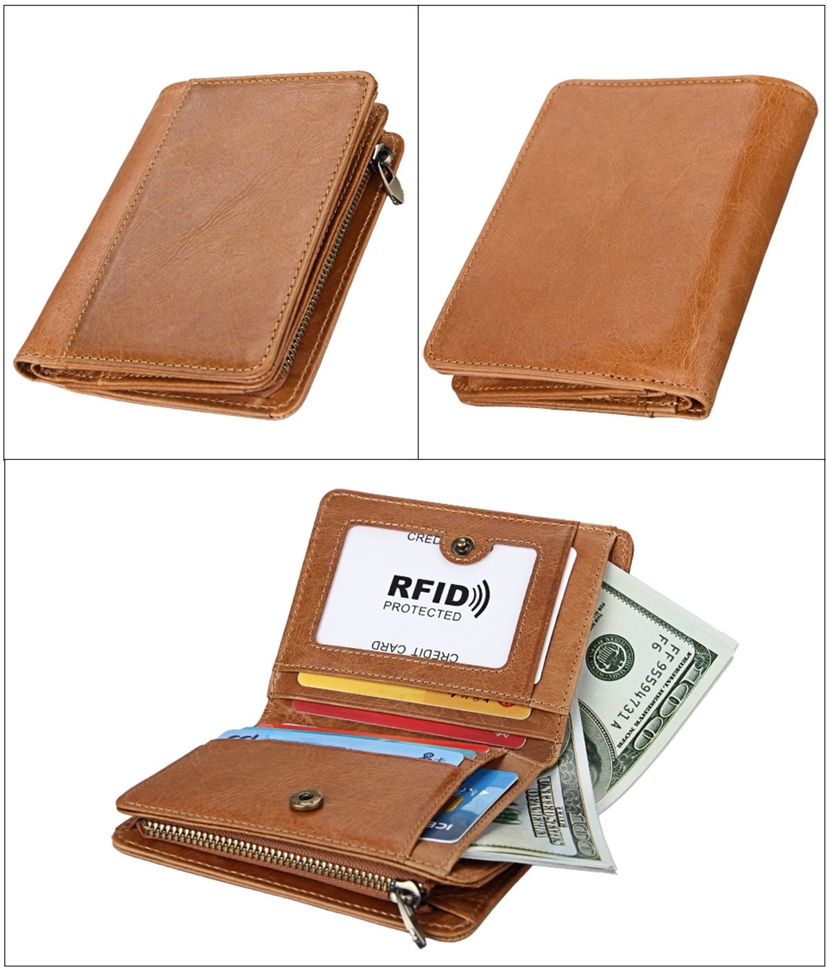 For You Leather WL08 กระเป๋าสตางค์ หนังแท้ แบบพับ แนวตั้ง ใบเล็ก กะทัดรัด WL08