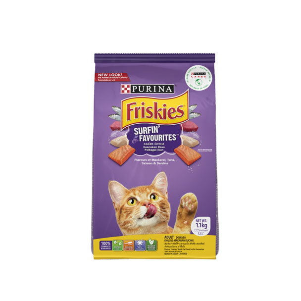 Friskies อาหารเม็ด (แมวโต-รสรวมมิตรปลาทะเล) 1kg.