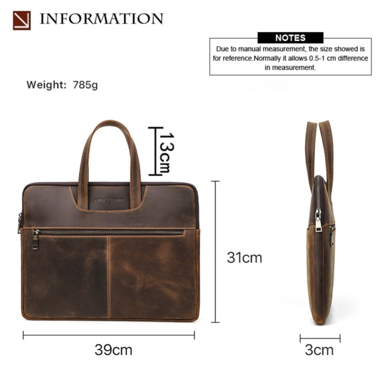 For You Leather LB58 กระเป๋าถือหนังแท้ กระเป๋าโน๊ตบุ๊ค กระเป๋า MacBook/Laptop ขนาด 16" (น้ำตาล) LB58