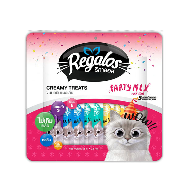Nautilus Regalos PFM022 แมวเลีย Party Mix(รวม5รสชาติ) 15 กรัม แพค 25 ชิ้น