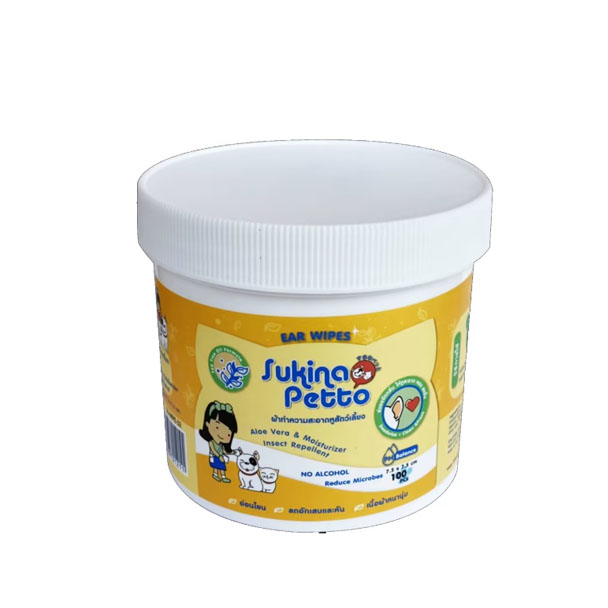 Sukina Ear Wipe ผ้าเช็ดทำความสะอาดหู ขนาด 100ชิ้น /กระปุก