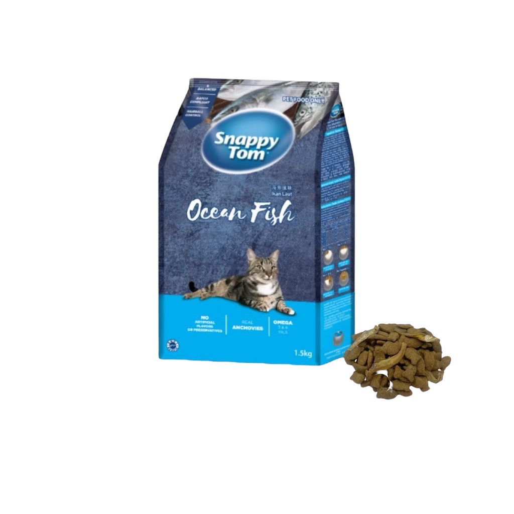 Snappy Tom รสปลาทะเล 1.5 กิโล (ฟ้า)
