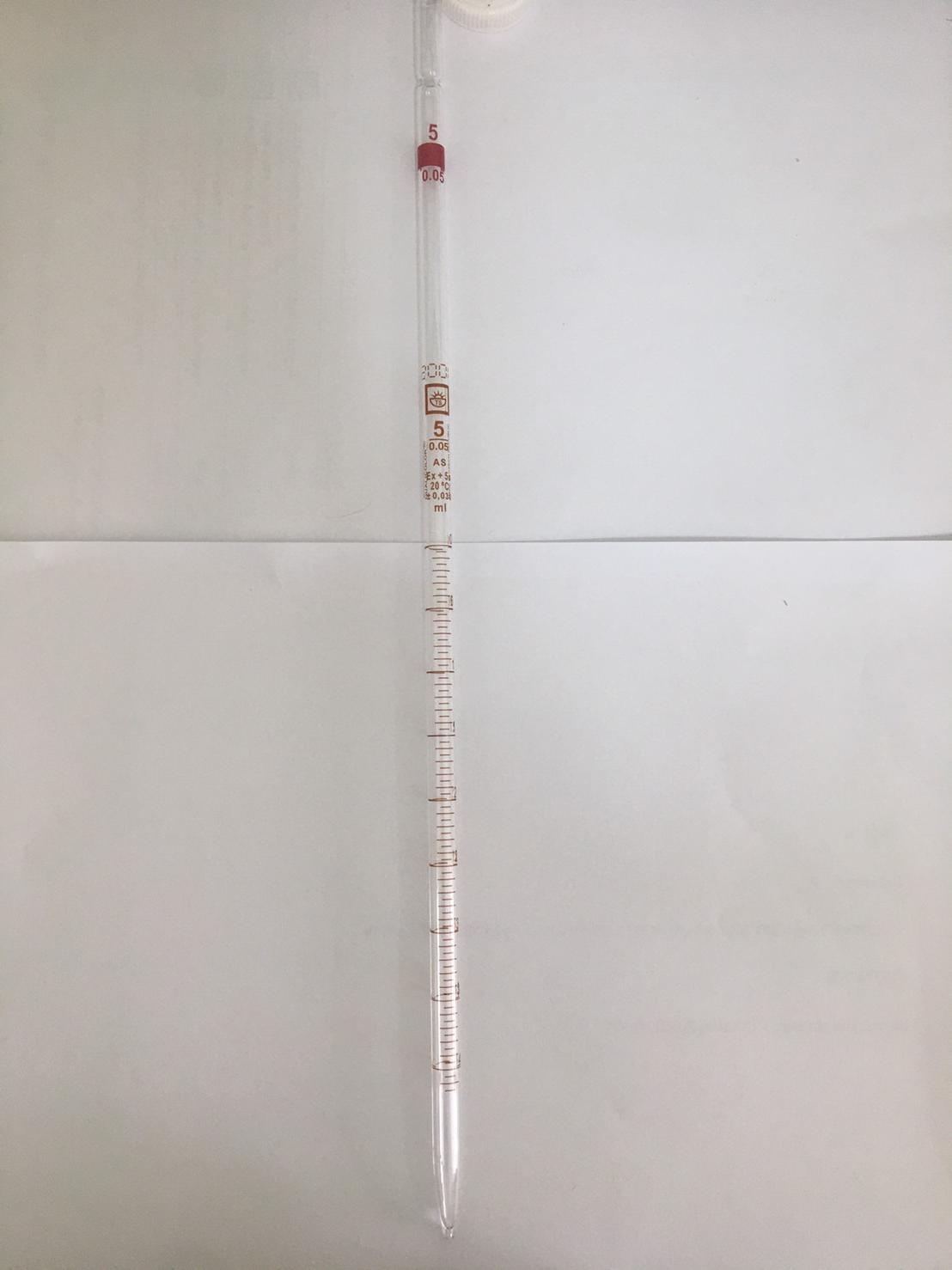 ปิเปตแก้วมีขีดปริมาตร 5 ml Graduated Pipette Class AS "Qualicolor" Czech