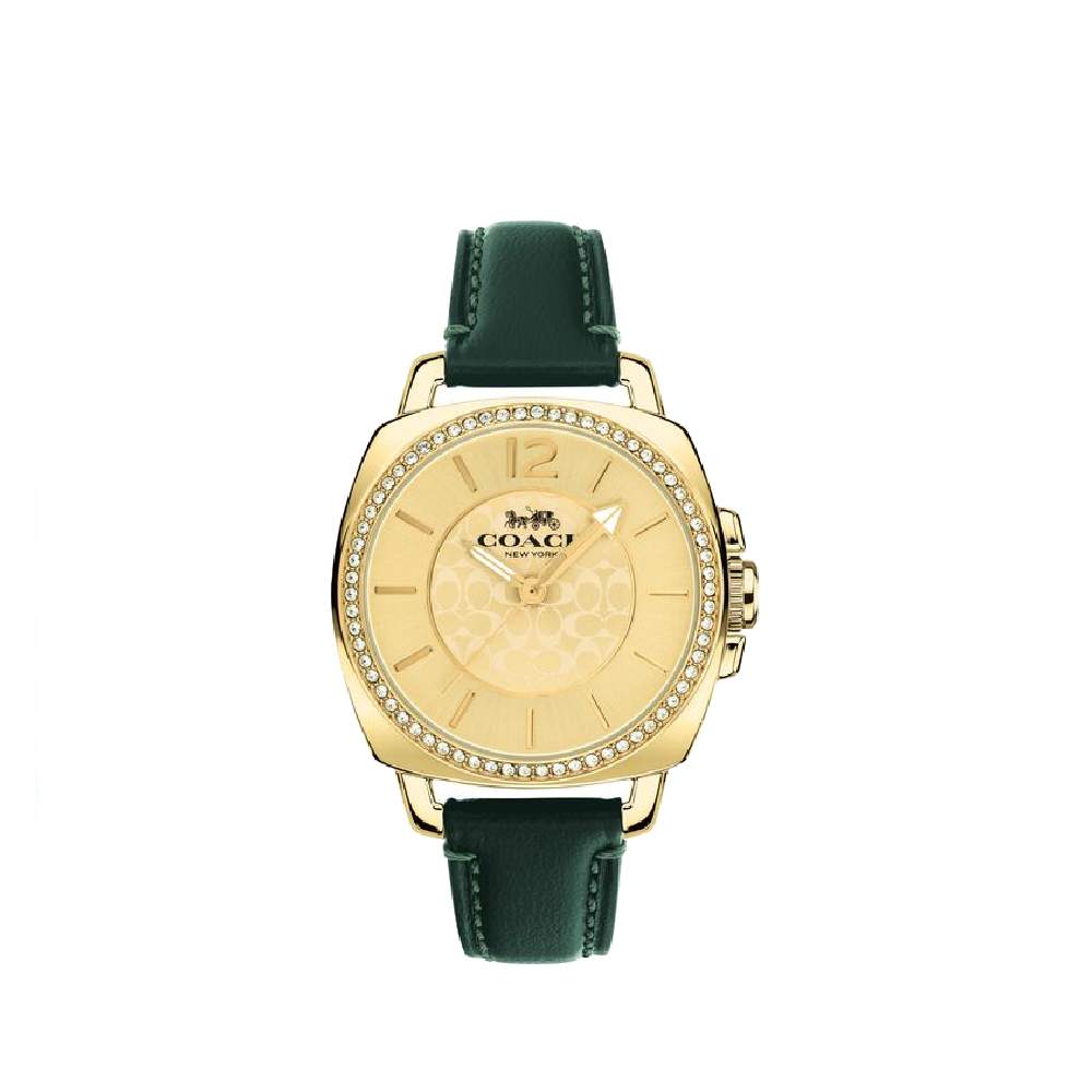 นาฬิกา COACH 14503982 BOYFRIEND GOLD TONE DIAL GREEN LEATHER STRAP WOMEN'S [14503982-MA]