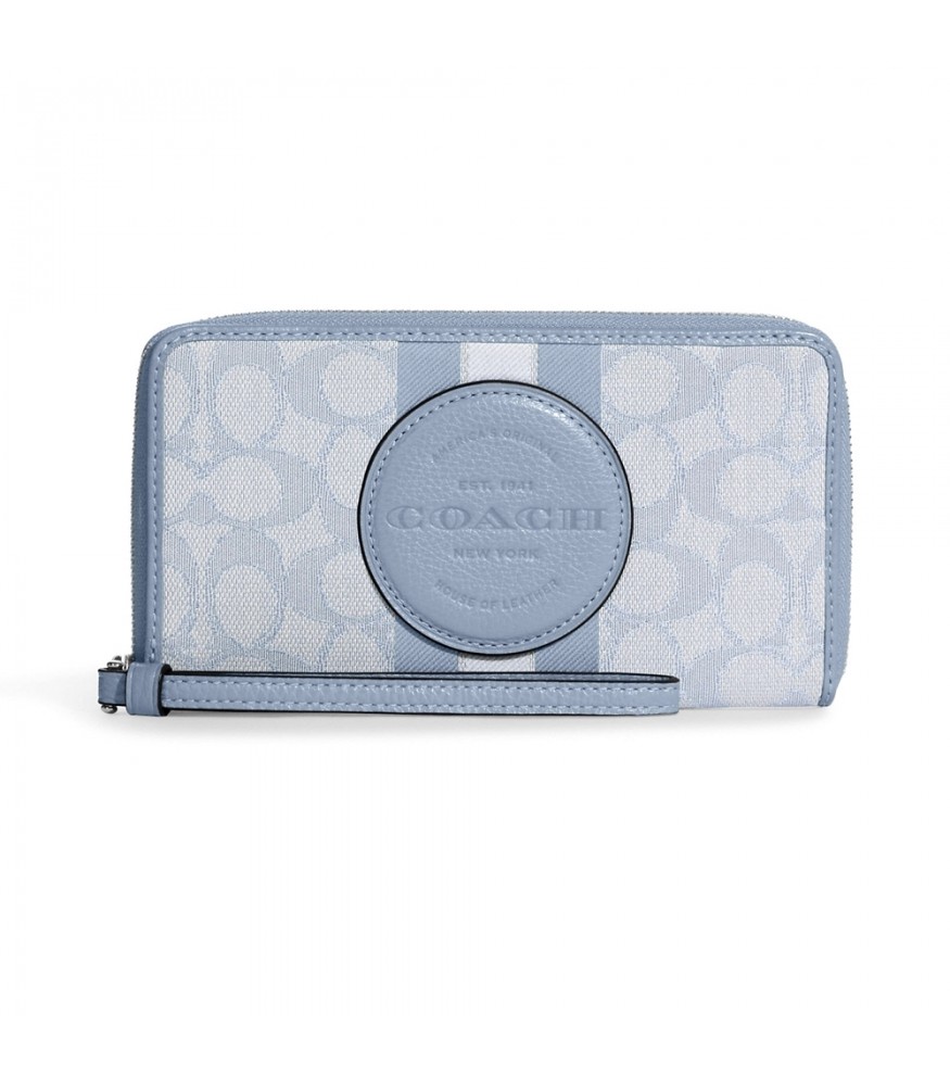 COACH C9073 DEMPSEY LARGE PHONE WALLET IN SIGNATURE JACQUARD WITH STRIPE AND COACH PATCH (SVS9X) [C9073SVS9X]