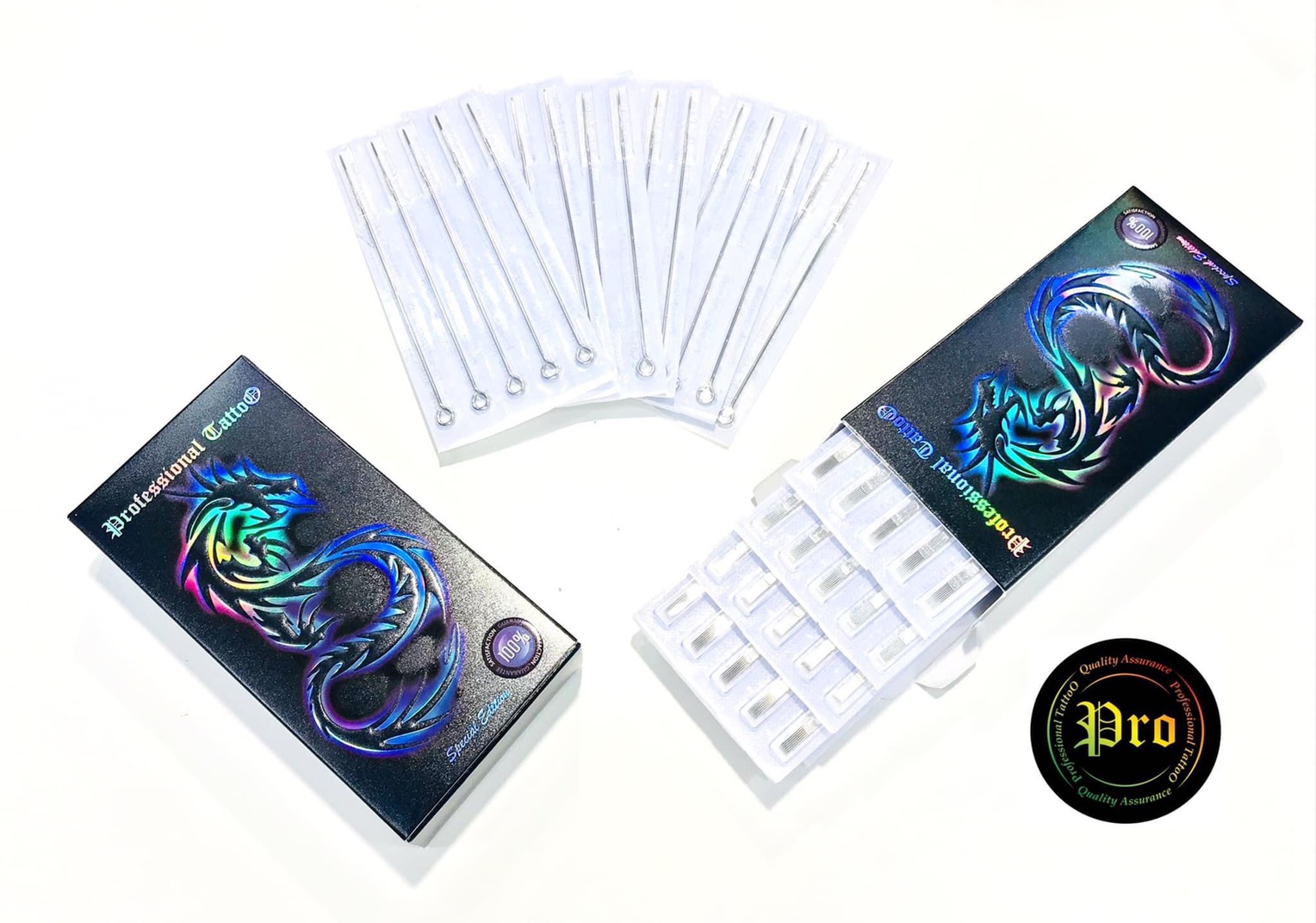 Professional Tattoo Professional Tattoo Blue Dragon Needle Tattoo 0.30 mm. มี 50 เล่ม เข็มมังกรฟ้า RL(เดินเส้น) , RS(เข็มกลุ่ม) , M1(แพตรง) , RM(แพโค้ง)
