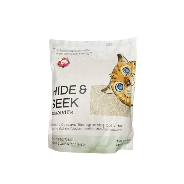 Hide & Seek ทรายแมวมันสำปะหลัง 6 ลิตร กลิ่นเบอรี่