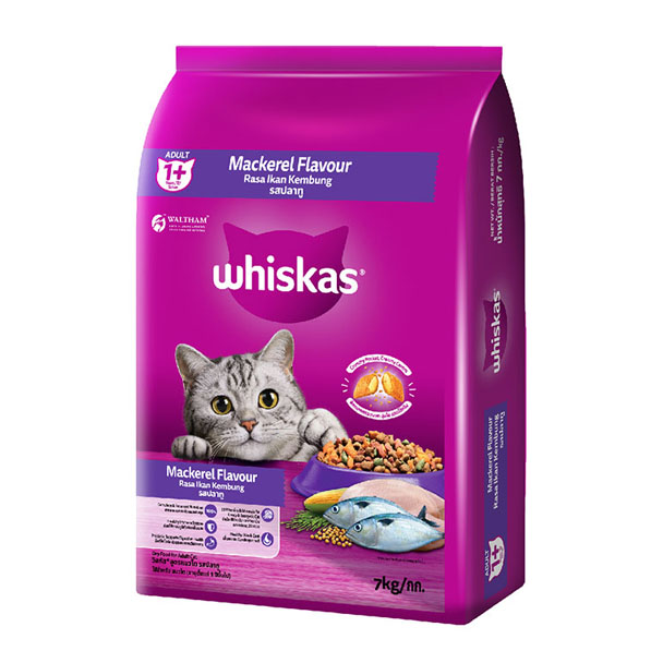 Whiskas อาหารเม็ด ( แมวโต-รสปลาทู) 7 kg.