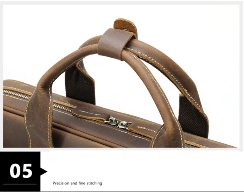 For You Leather LB57 ฺBriefcase กระเป๋าถือ ใส่เอกสาร โน๊ตบุ๊ค มีสายสะพายไหล่ ผู้ชาย หนังแท้ (สีน้ำตาล) LB57