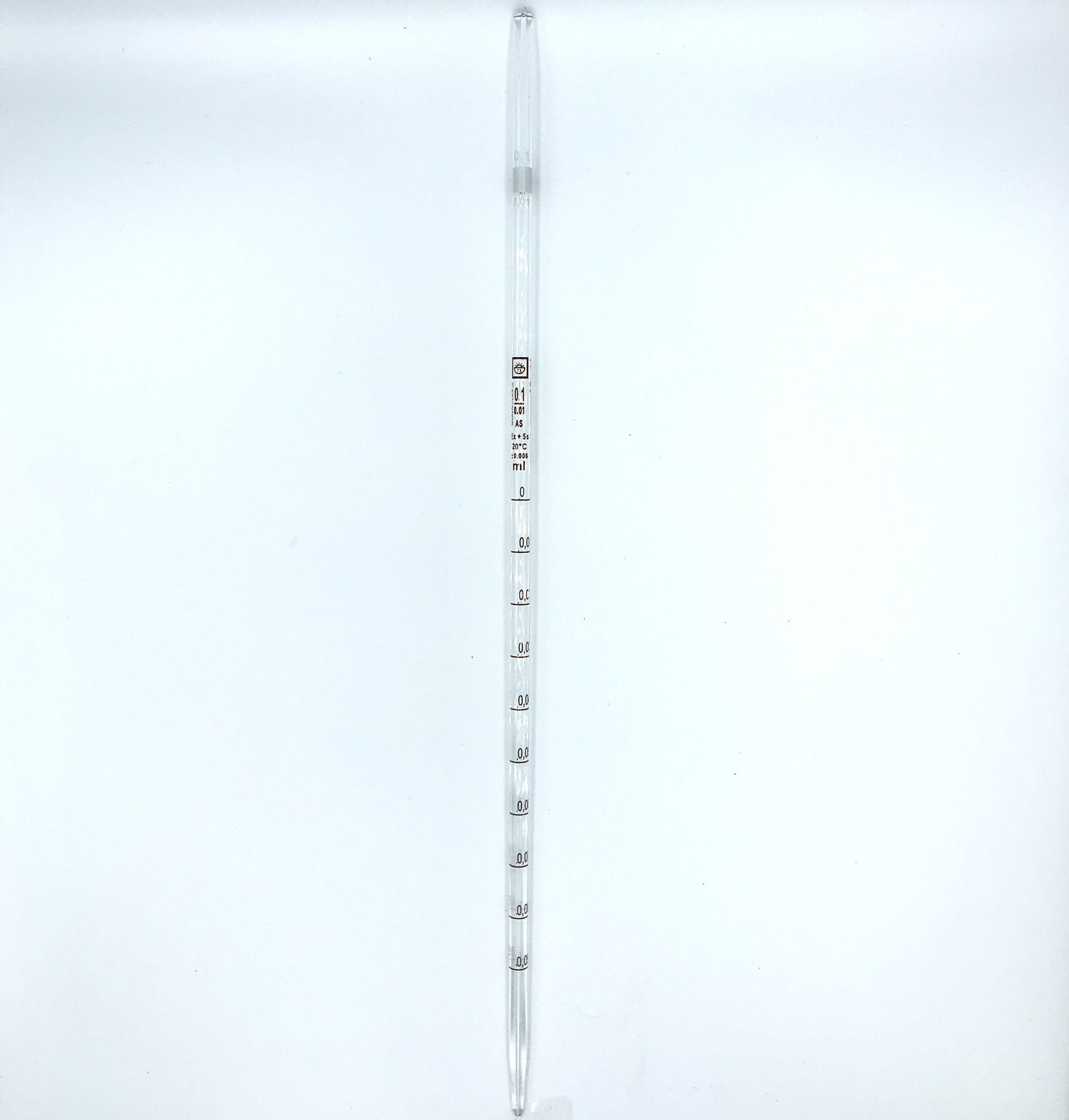 ปิเปตแก้วมีขีดปริมาตร 0.1 ml Graduated Pipette Class AS "Qualicolor" Czech