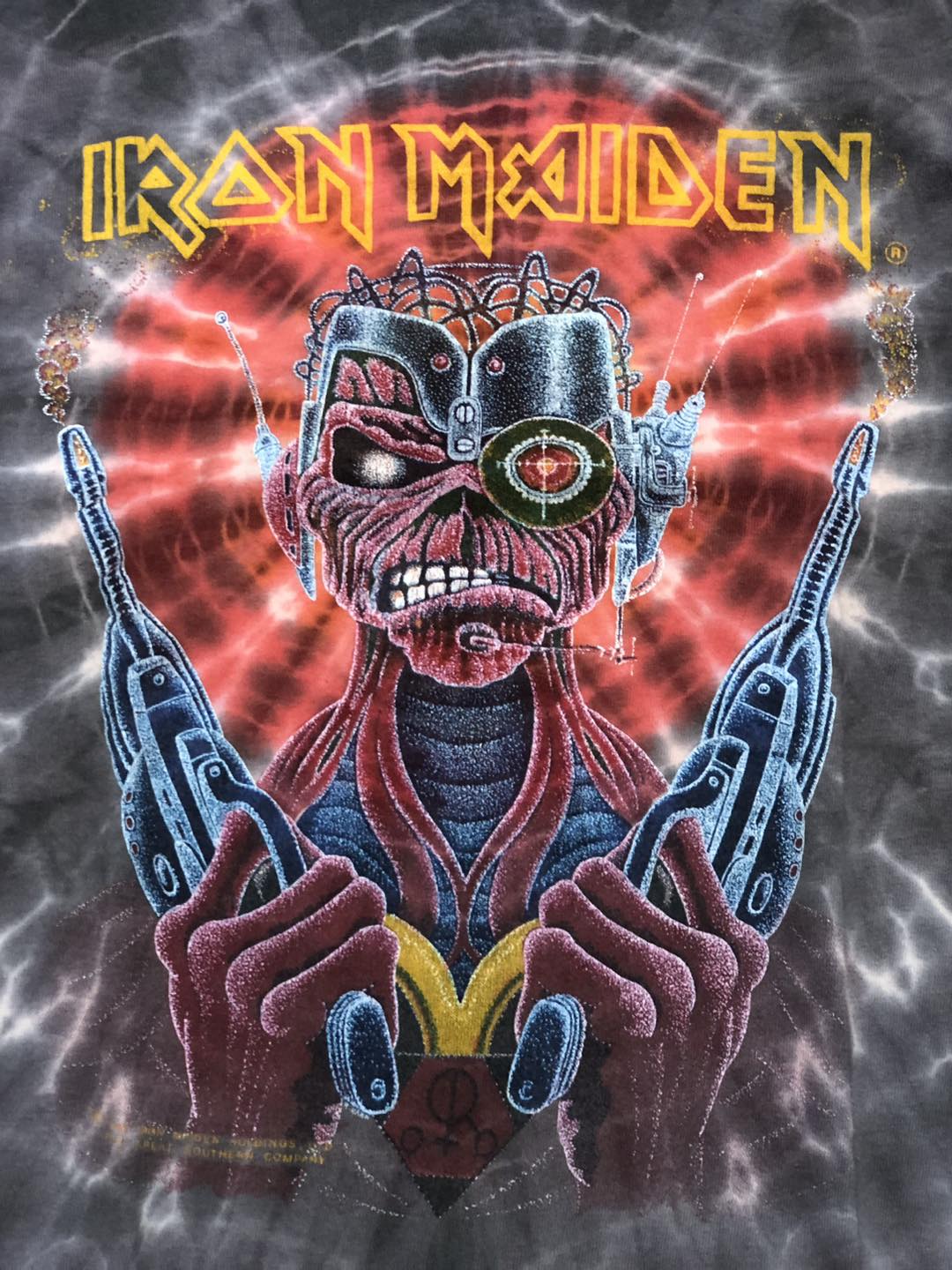 เสื้อวง Iron Maiden Somewhere Back In Time มัดย้อม ปี 1987 ป้ายผีเสื้อ Symmetria หายาก Size M สินค้าลิขสิทธิ์แท้ 100%