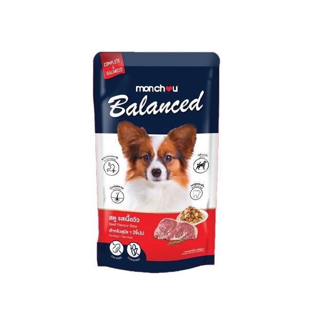 Monchou Balanced D1 สุนัขโตสตูเนื้อวัว 120 กรัม