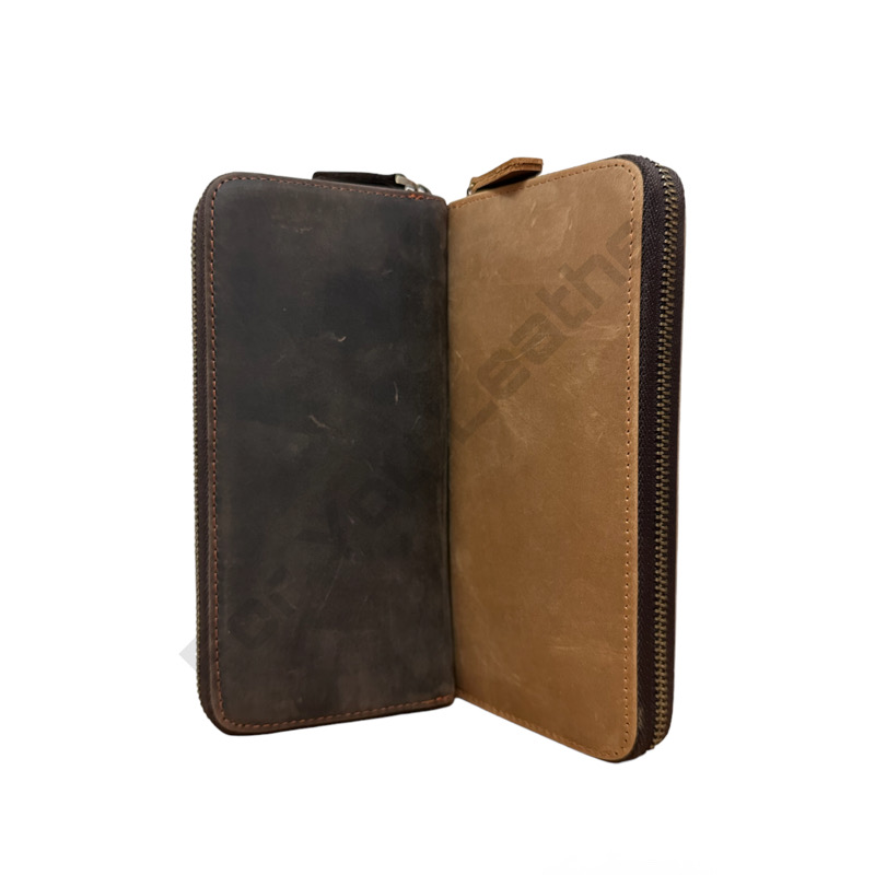 For You Leather WL11 กระเป๋าสตางค์ ผู้ชาย ใบยาว หนังแท้ แบบซิบ WL11