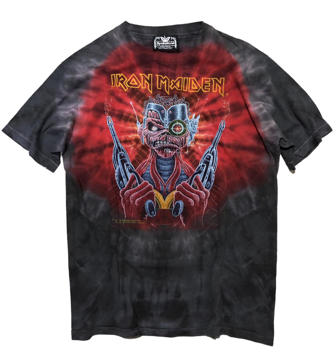 เสื้อวง Iron Maiden Somewhere Back In Time มัดย้อม ปี 1987 ป้ายผีเสื้อ Symmetria หายาก Size Lสินค้าลิขสิทธิ์แท้ 100%