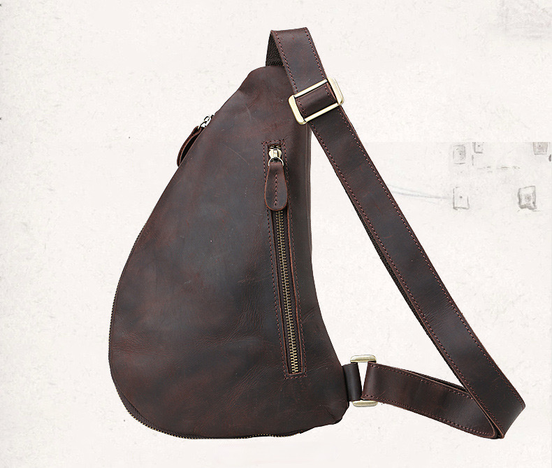 For You Leather LB48 กระเป๋าคาดอก กระเป๋าสะพายพาดลำตัว กระเป๋าผู้ชายหนังแท้ ทรงน้ำเต้า LB48