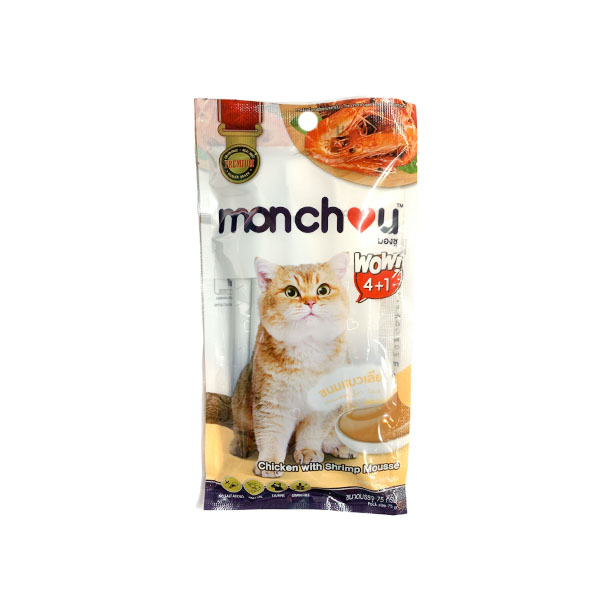 Monchou ขนมแมวเลีย #4 ไก่กับกุ้ง 75g