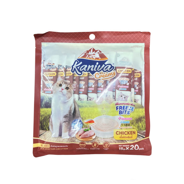 Kaniva Creamy แมวเลียรสเนื้อไก่ครีมมี่ 15g แพค 20 ซอง