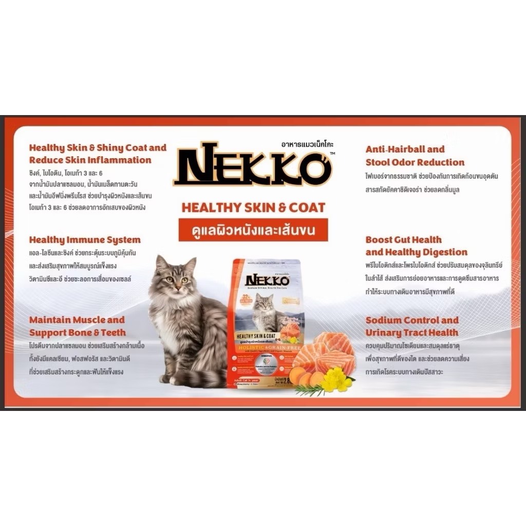 Nekko ND02 Healthy Skin & Coat สูตรดูแลผิวหนังและเส้นขน 1 Kg
