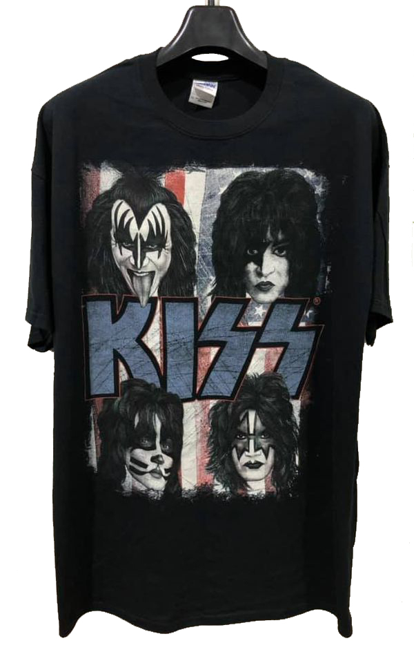 เสื้อวง Kiss 4 Faces Usa Flag ตอกปีจาง Size XL สินค้าลิขสิทธิ์แท้ 100%