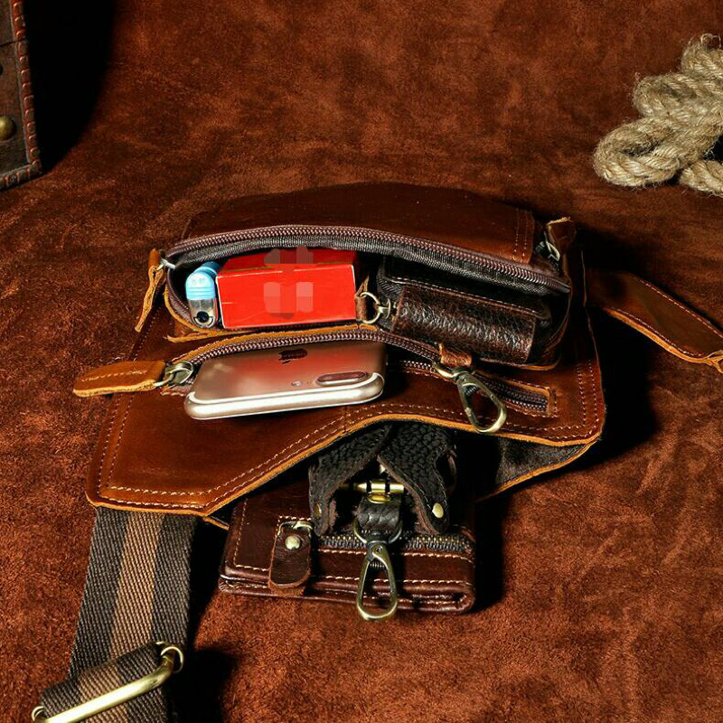 For You Leather LB32 กระเป๋าคาดอก ผู้ชาย หนังแท้ ทรงสี่เหลี่ยม LB32