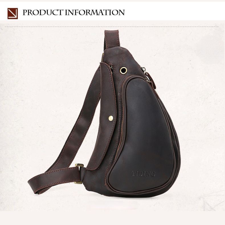 For You Leather LB48 กระเป๋าคาดอก กระเป๋าสะพายพาดลำตัว กระเป๋าผู้ชายหนังแท้ ทรงน้ำเต้า LB48