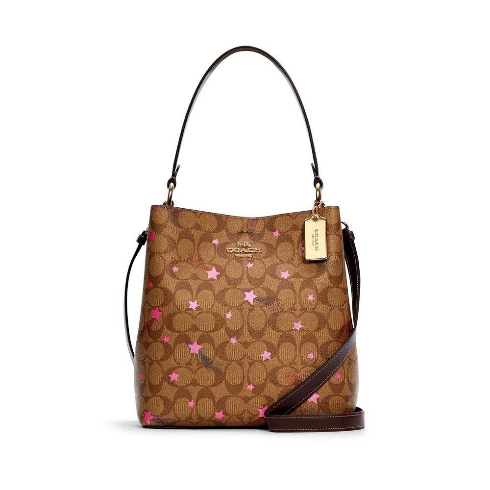 กระเป๋าสะพายข้าง COACH C6923 TOWN BUCKET BAG IN SIGNATURE CANVAS WITH DISCO STAR PRINT (IME7V) [C6923IME7V-RB]