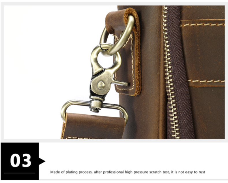 For You Leather LB57 ฺBriefcase กระเป๋าถือ ใส่เอกสาร โน๊ตบุ๊ค มีสายสะพายไหล่ ผู้ชาย หนังแท้ (สีน้ำตาล) LB57