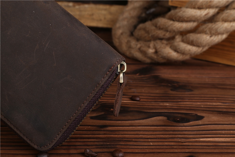 For You Leather WL11 กระเป๋าสตางค์ ผู้ชาย ใบยาว หนังแท้ แบบซิบ WL11