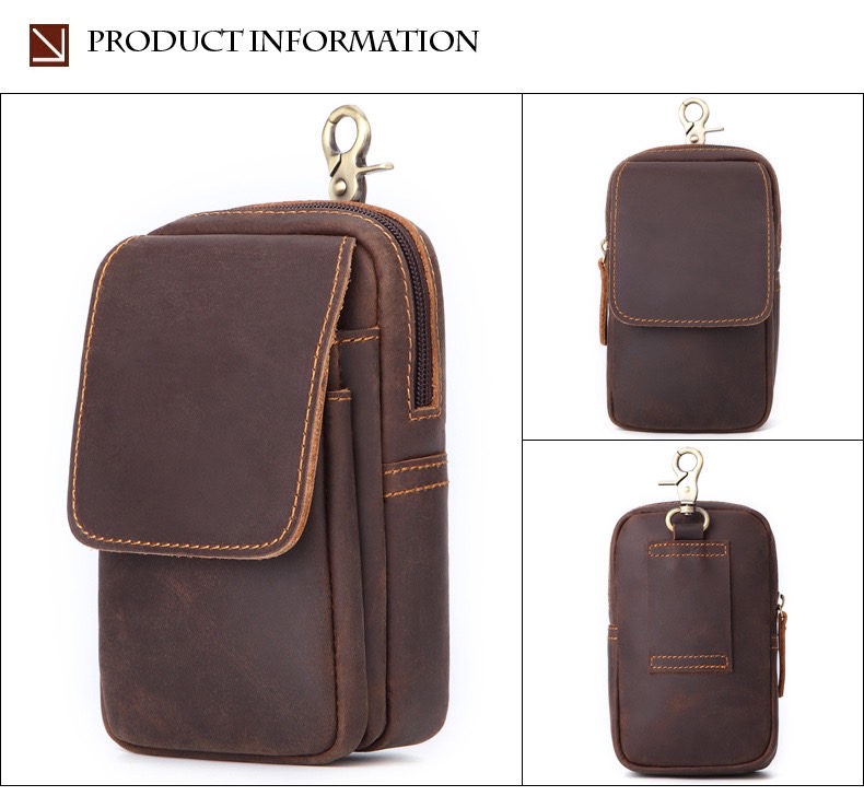 For You Leather LB64 กระเป๋าร้อยเข็มขัด ค้องหูกางเกง หนังแท้ กระเป๋าใส่มือถือ คาดเอว LB64