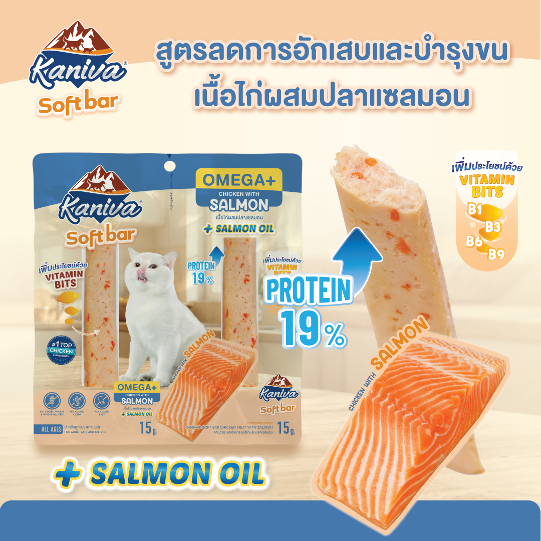 Kaniva Soft Bar Omega+ ไก่ แซลมอน 15 กรัม x 2 / แพค